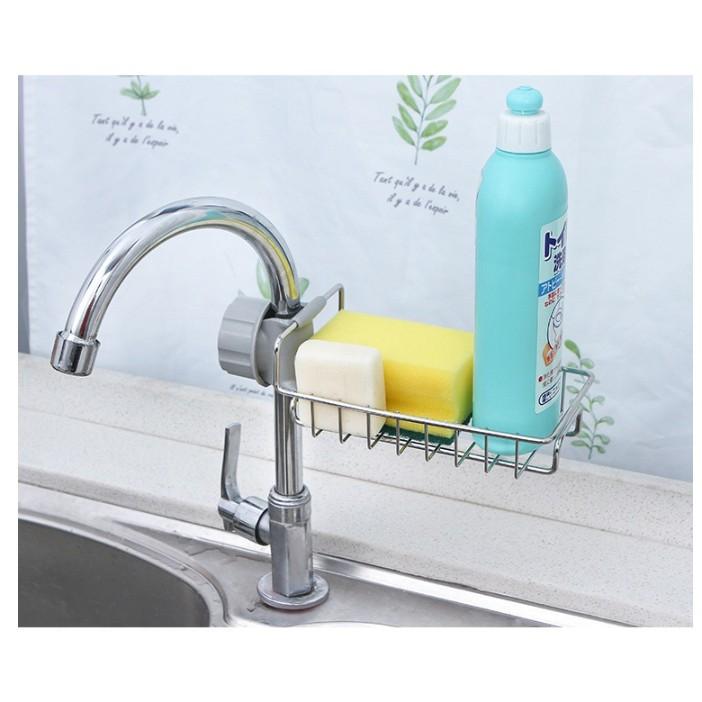 Giá Treo Vòi Đựng Đồ , Giẻ Rửa Chén Bát - Kệ Gắn Vòi INOX Cao Cấp