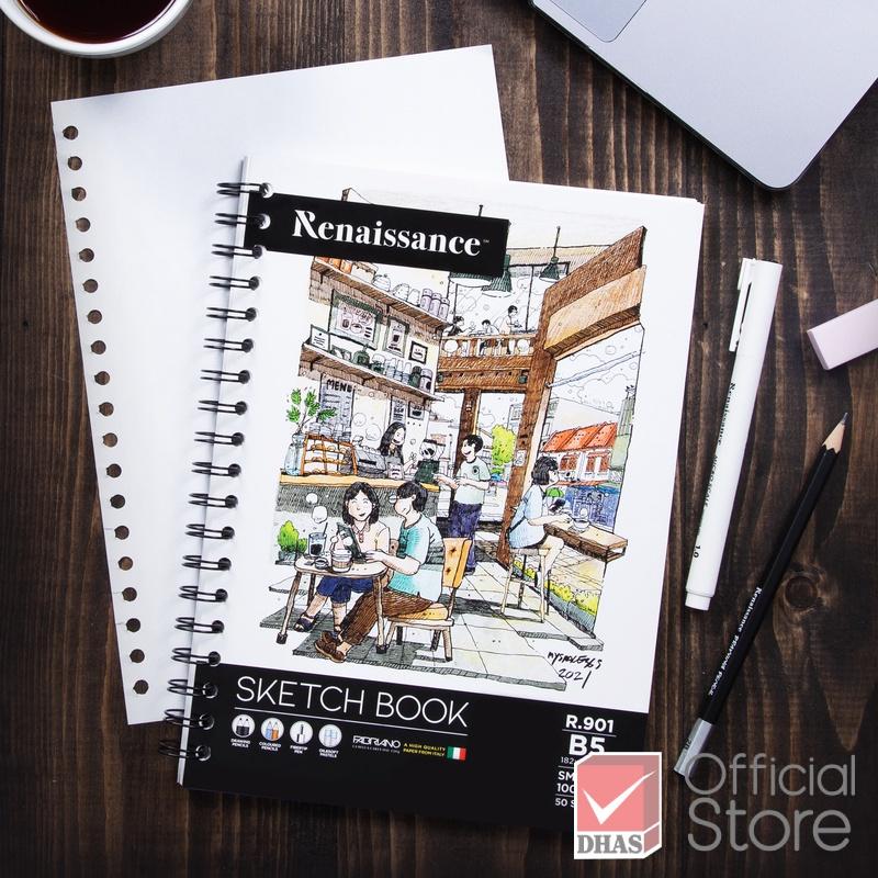 Sổ 50 giấy vẽ phác thảo Renaissance Sketchbook R-902 100G 50SH