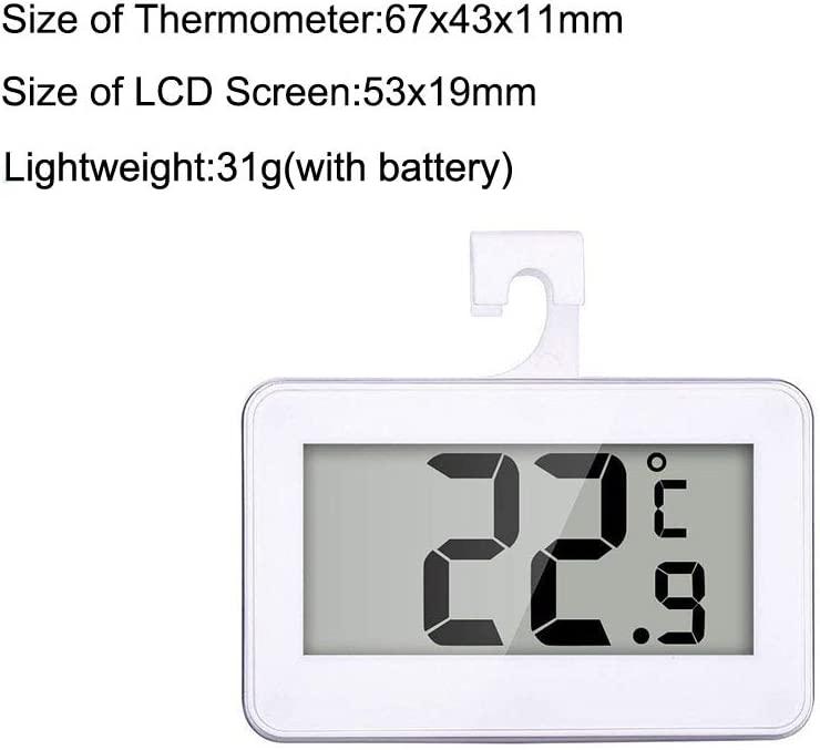 Màn hình nhiệt kế tủ lạnh kỹ thuật số LCD 2 chiếc có móc treo và chân đế có thể thu vào