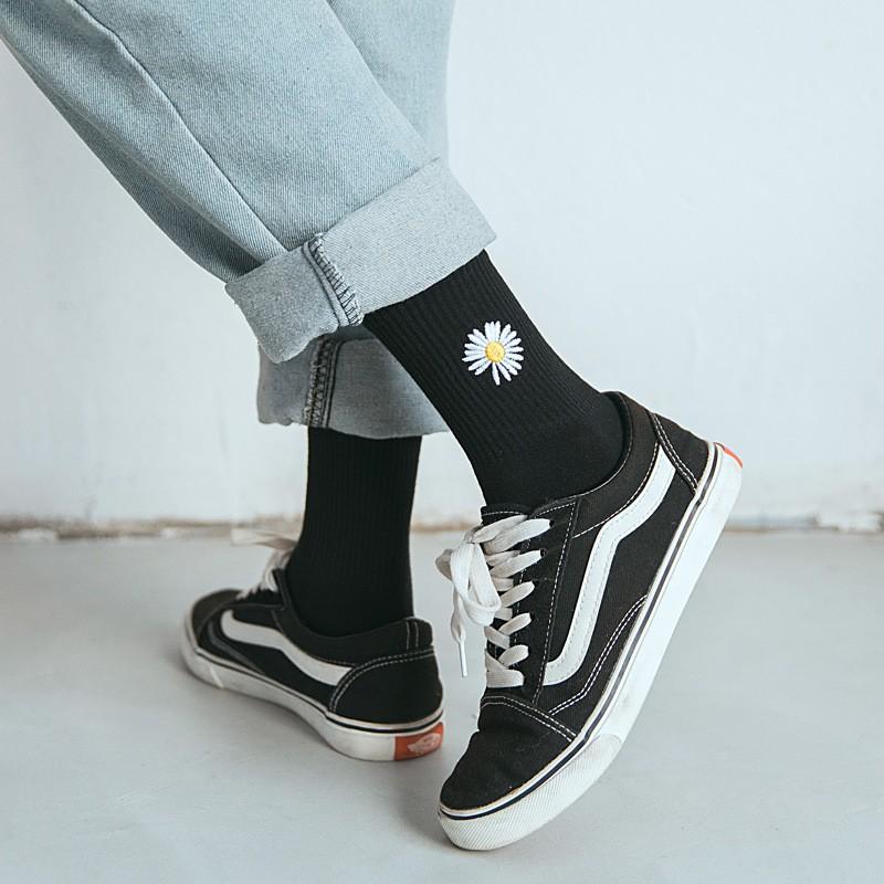 50K Tất cao cổ UNISEX cao cổ in hình HOA CÚC KOREA HOT TREND