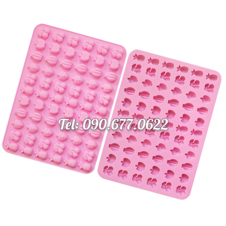 Khuôn silicone làm kẹo dẻo, socola, rau câu 66 hình trái cây - Mã số 1284