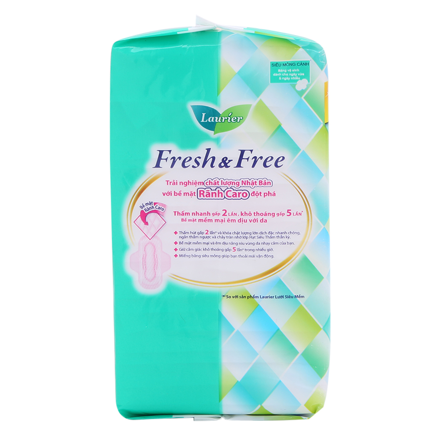 Combo 3 Băng Vệ Sinh Laurier Fresh &amp; Free Siêu Mỏng Cánh - 20 Miếng