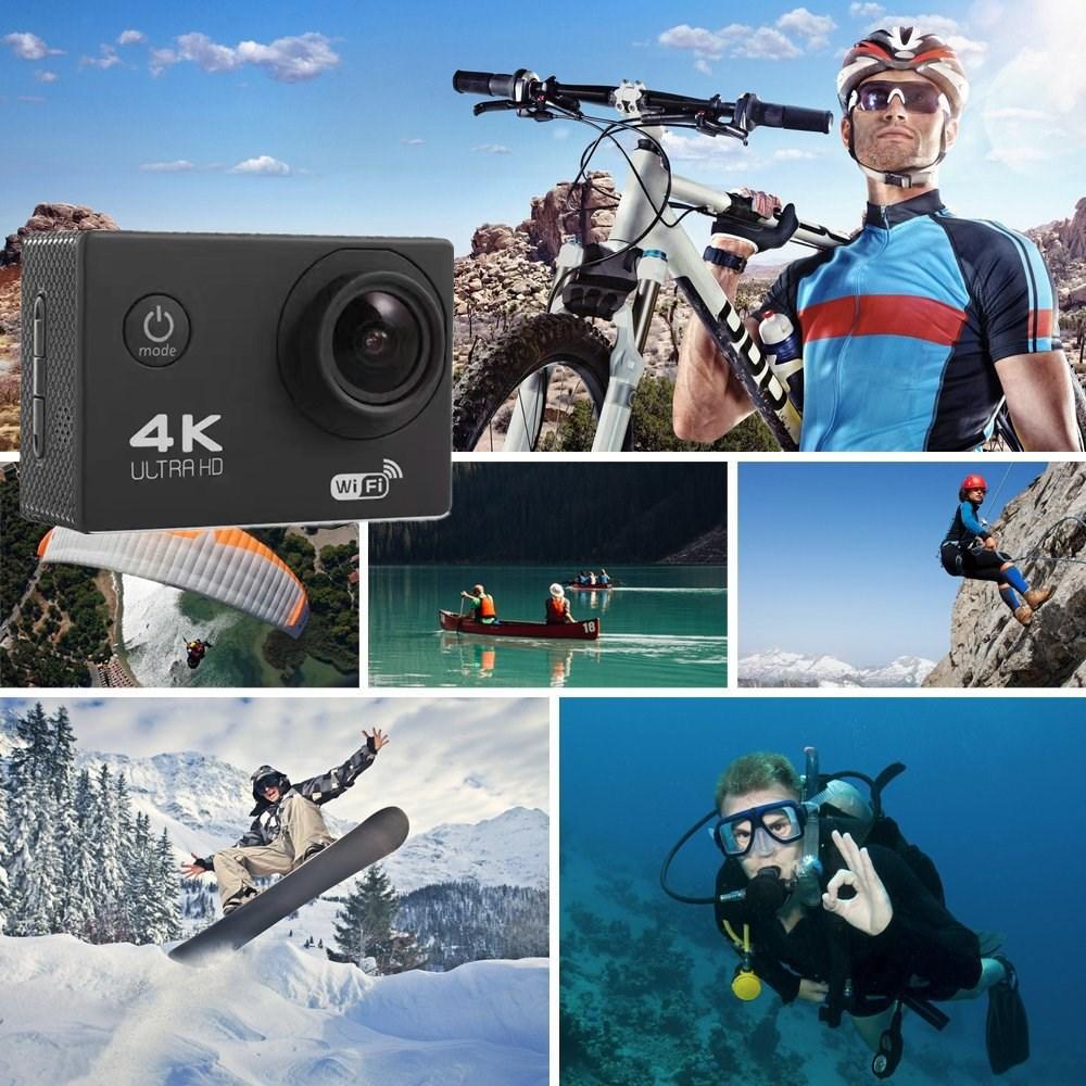 Camera hành động Mini 7 màu Camera thể thao ngoài trời Camera chống nước 720P 30FPS Đầu ra 1080P 4K Video 2.0" Màn hình DVR Máy quay phim