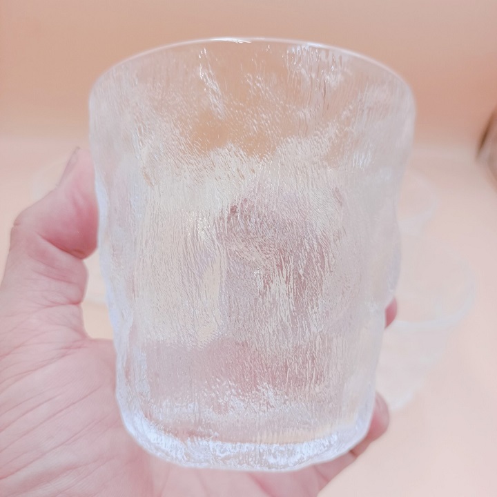 Bộ 6 Cốc Thủy Tinh decor chịu nhiệt vân nhám phong cách Hàn Quốc dung tích 290 ml cao cấp