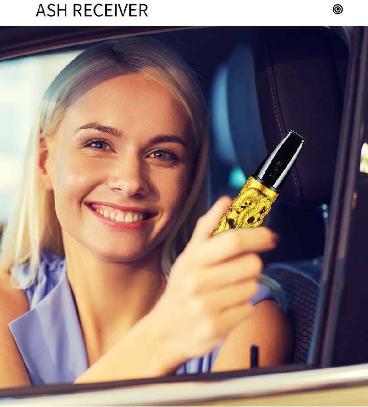 Gạt tàn trên ô tô, Hình rồng nổi, Tự châm lửa cao cấp chống cháy và ngăn làm bẩn xe, Tẩu cầm tay tiện lợi