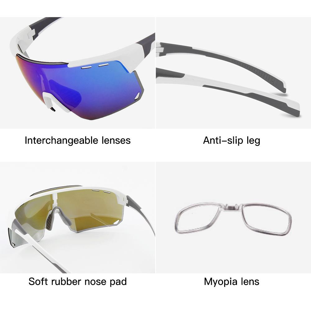Kính đi xe đạp với 3 thấu kính dự phòng Kính râm thể thao UV400 Kính râm đi xe đạp MTB dành cho nam giới Nữ chạy bộ Lái xe Câu cá