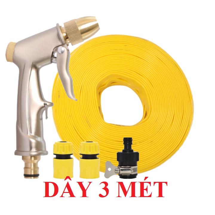 Bộ dây vòi xịt nước rửa xe,tưới cây ,tăng áp 3 lần,loại 3m,5m 206701-1 đầu đồng,cút,nối nhựa đen+ móc khoá