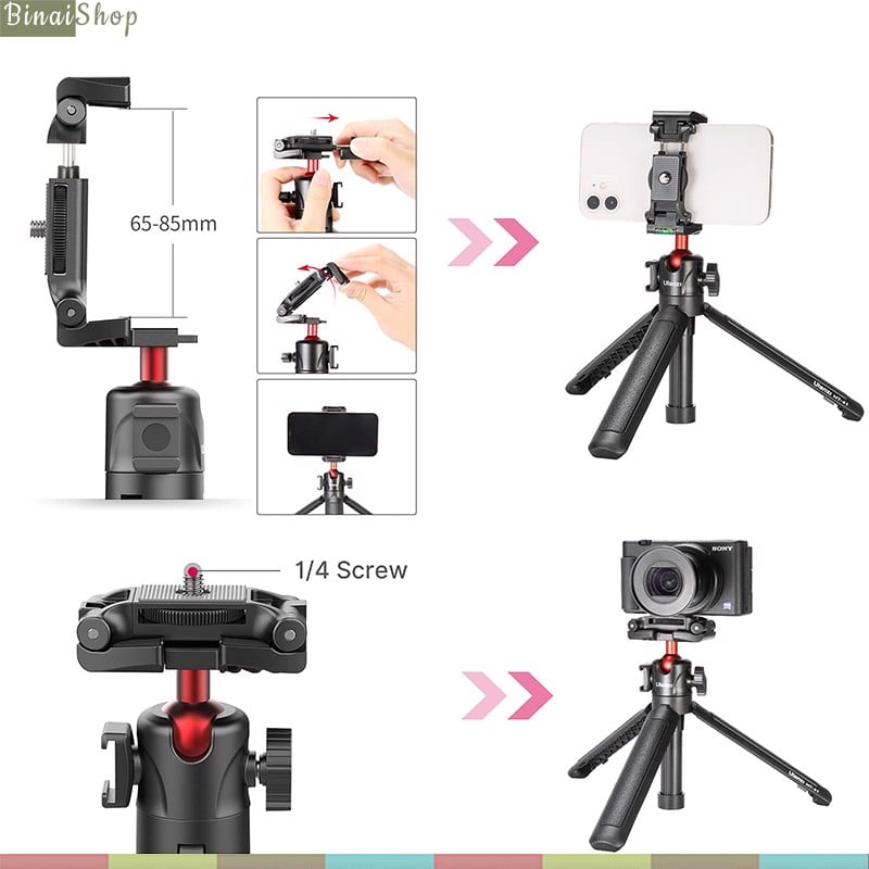 Ulanzi MT-41 - Tripod Mini Cho Điện Thoại, Máy Ảnh, Tải Trọng 1,5Kg, Chiều Cao Tối Đa 45cm- hàng chính hãng