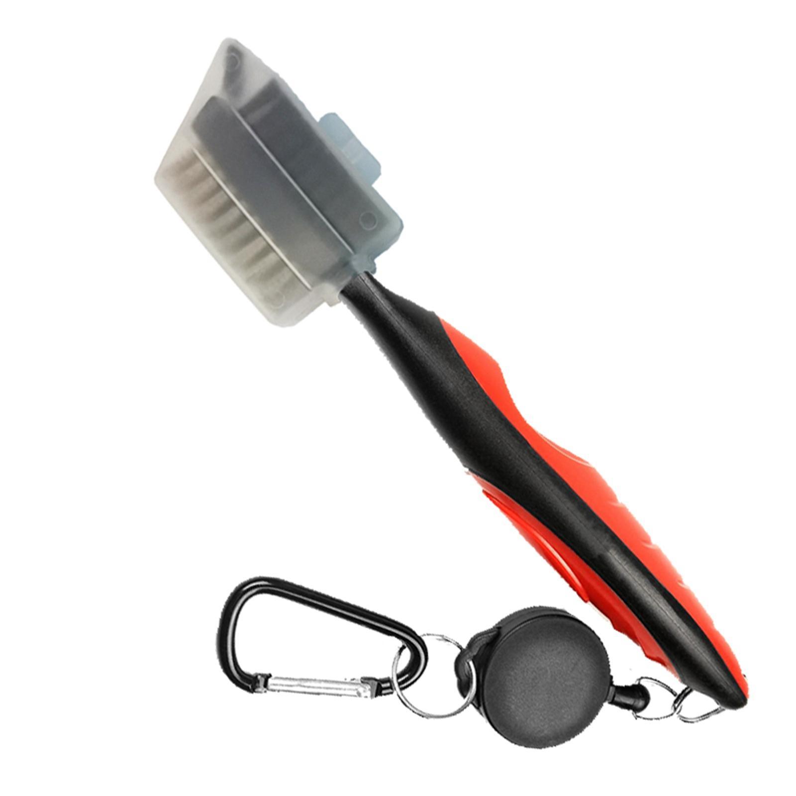Dual Sided Club Brush Groove Cleaner Tools with Carabiner Portable for Red