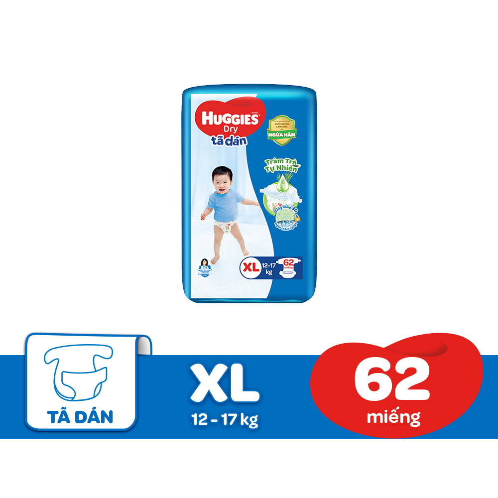 Combo 3 Tã dán HUGGIES DRY SUPER JUMBO Tràm Trà