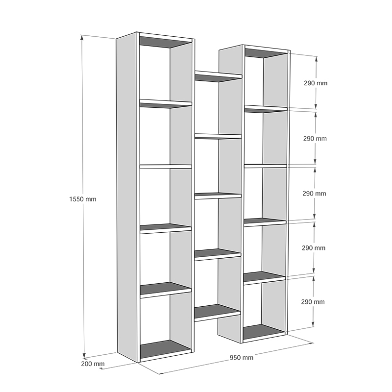 Kệ Sách Đa Tầng 14 Ngăn Hiện Đại SIB Decor Gỗ Chống Ẩm, Có Kèm Pát Chống Lật Kệ An Toàn, Kích Thước 155 x 95 x 20cm