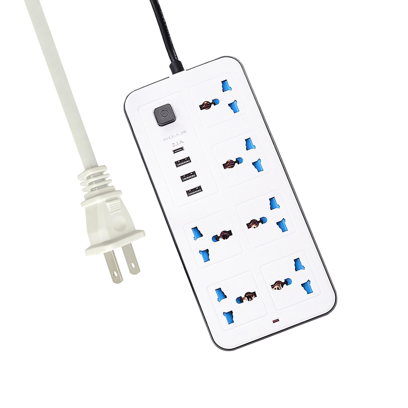 Power Strip With 6 AC Sockets and 3 USB 1 Type C Port 6FT Extension Cord Surge Protector for Power Button Safe to Use