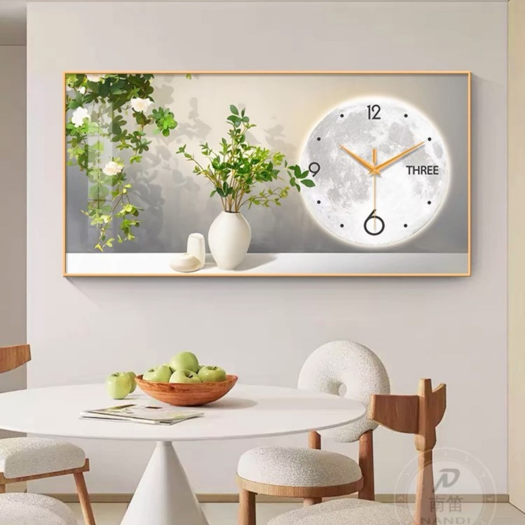 (HCM) Tranh đồng hồ tráng gương hoa la tropical trang trí phòng khách,quà tân gia kèm đinh treo