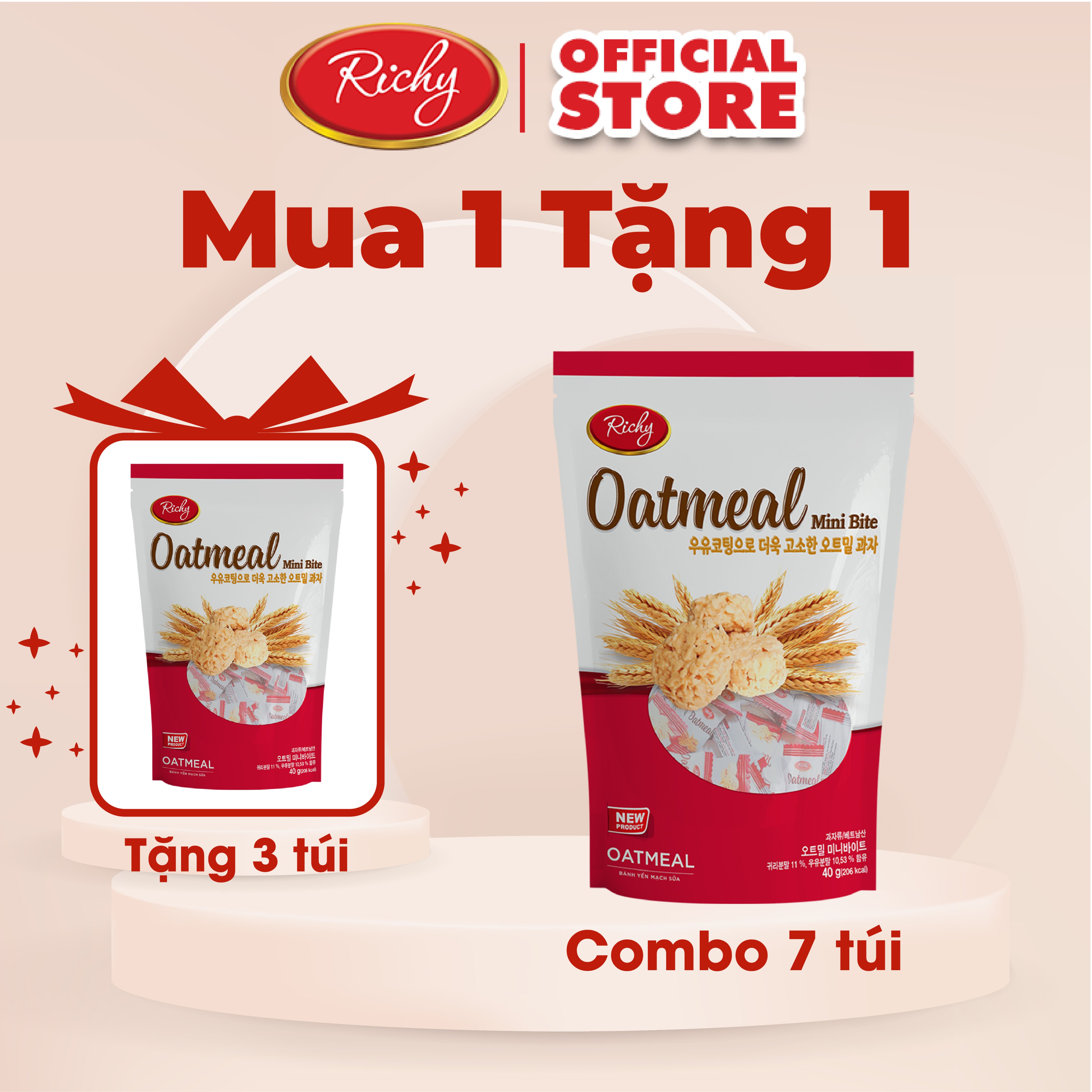 Combo 7 gói bánh yến mạch mini vị sữa 40g/ gói