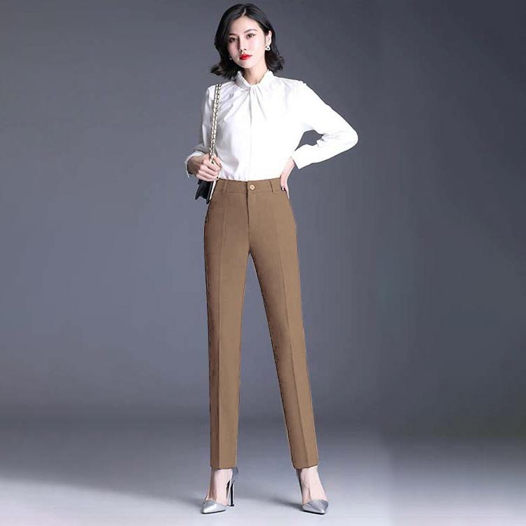 Quần tây công sở nữ kiểu mới ống đứng màu nâu nhạt sang trọng thanh lịch