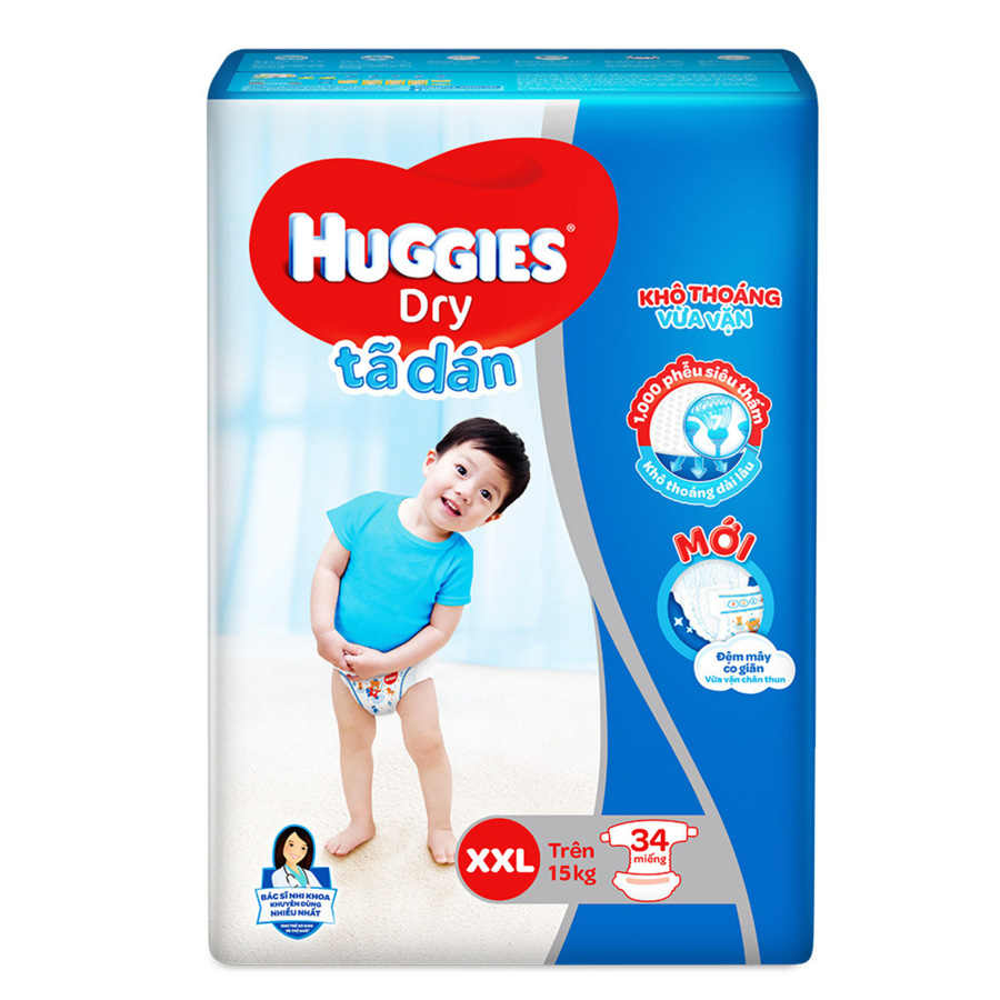 Tã Dán Huggies Dry Gói Đại XXL34 (34 Miếng)