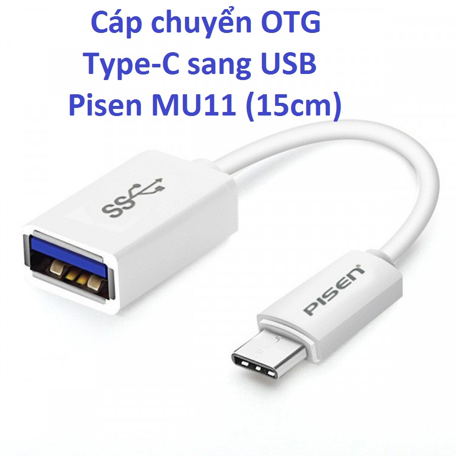 Cáp chuyển OTG type-C ra USB Pisen MU11-150 (15cm) _ Hàng chính hãng