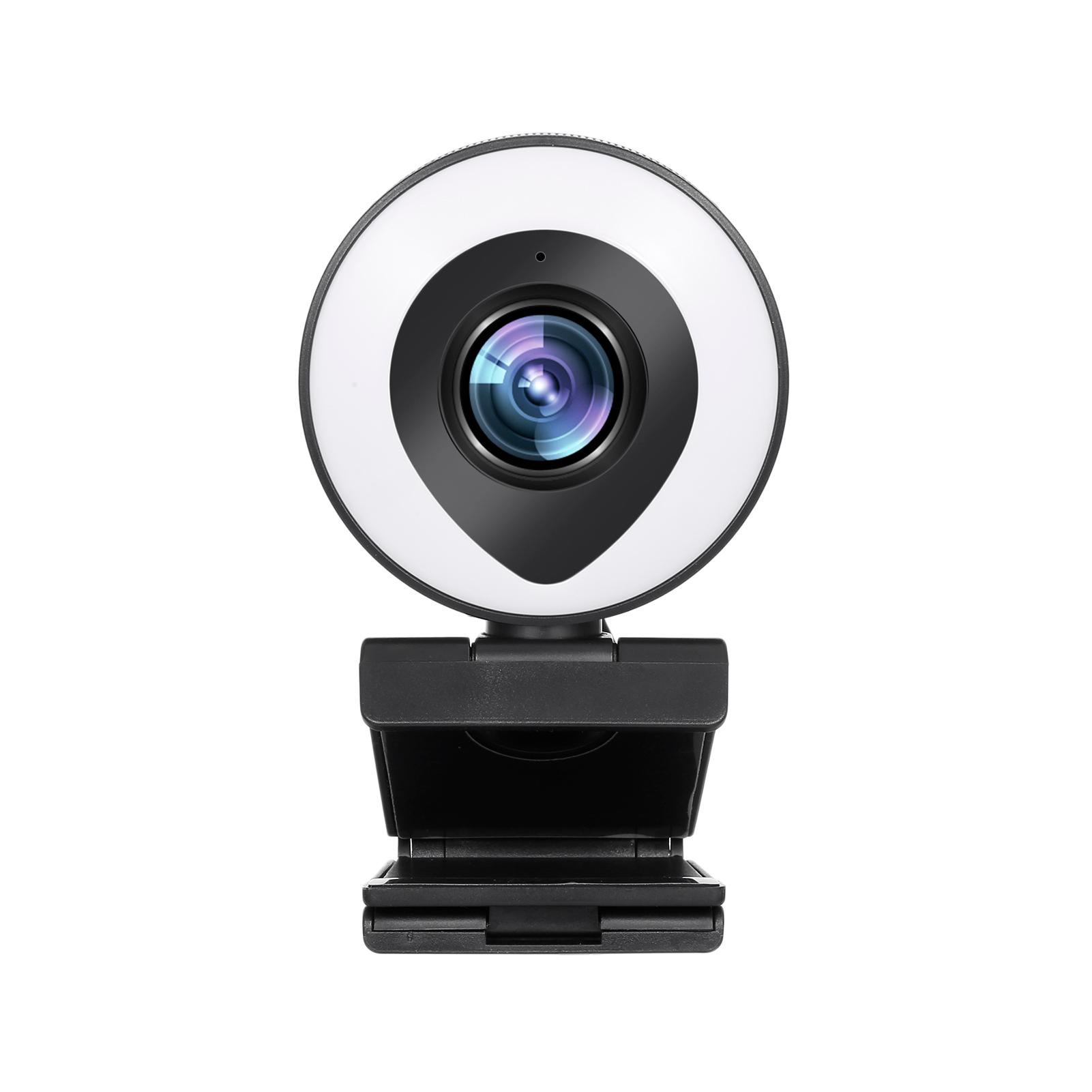 Webcam Streaming 1080P Full HD with Dual Microphone and Ring Light, USB Web Camera Stream with Tripod for Laptop