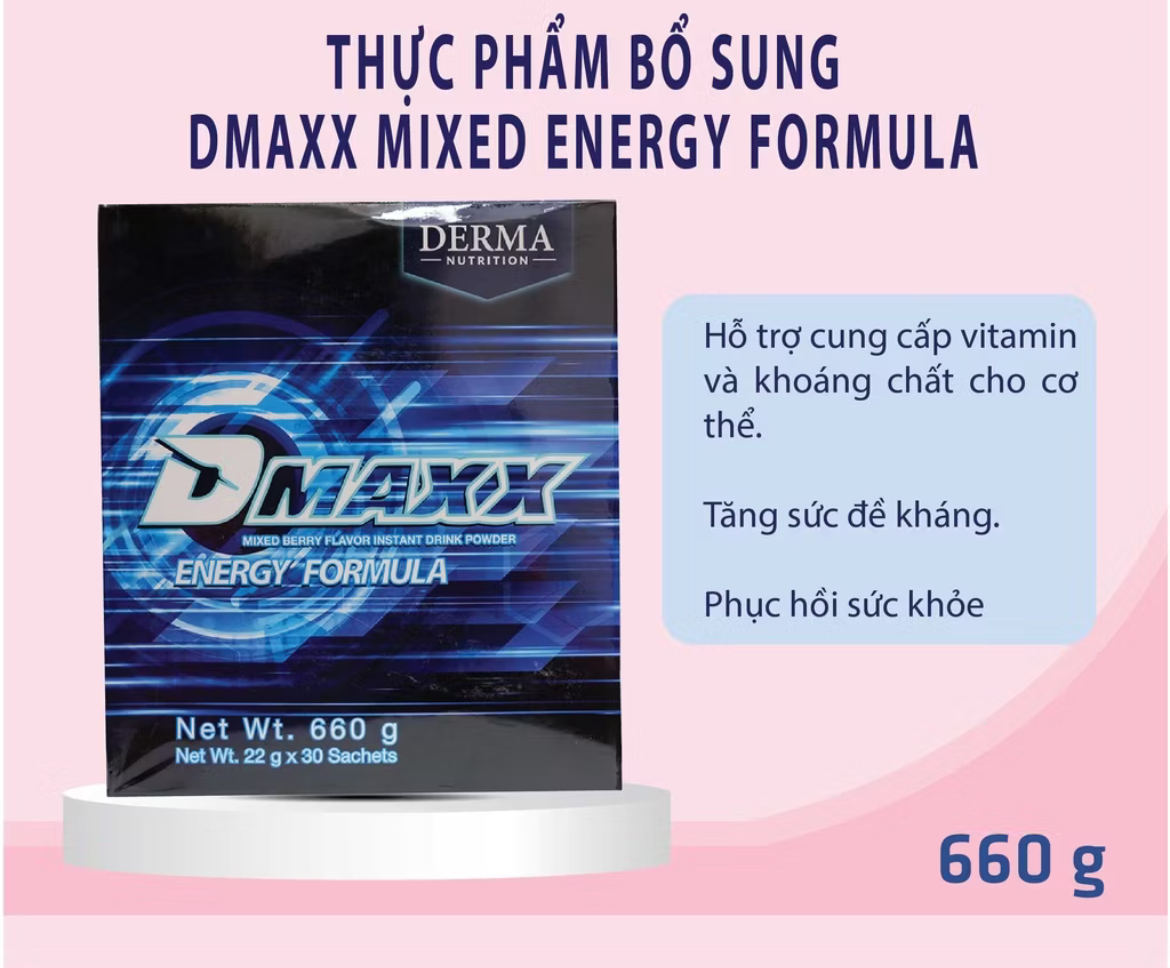 DMAXX thức uống bổ sung vitamin năng lượng có đường DAMODE 28 gói dùng thử màu xanh