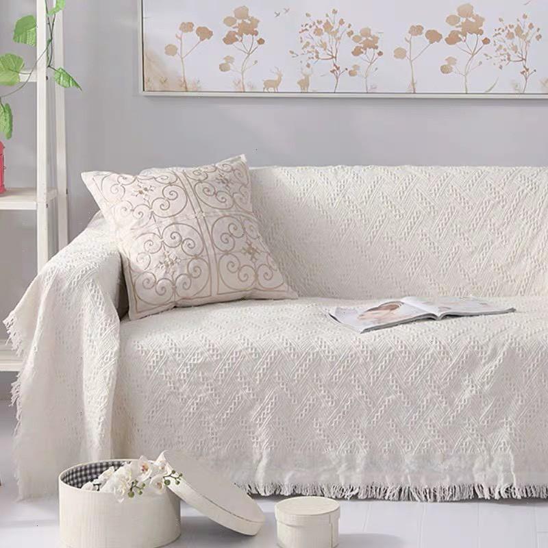 Thảm Trang Trí, Khăn Phủ Sofa Phong cách Bắc Âu MÀU TRẮNG 130x180cm