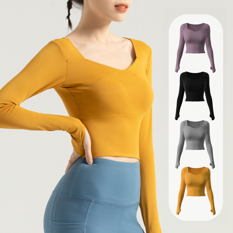 Áo Tập Yoga Thể Thao Nữ Cao Cấp Yoga Áo Tập Thể Dục Áo Ôm Ngắn Phần Rốn Chạy Thể Dục quần Áo