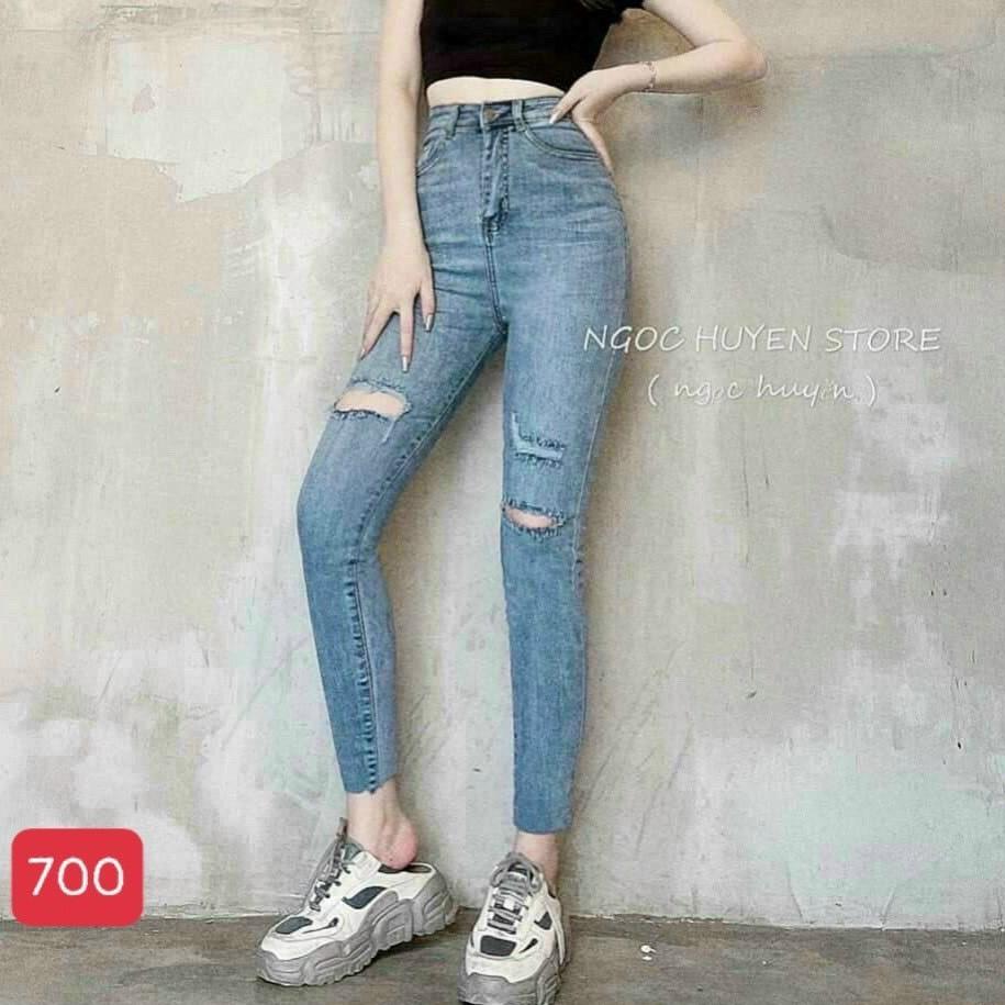 Quần jean nữ lưng cao King168, quần bò nữ cao cấp co dãn QJNU700