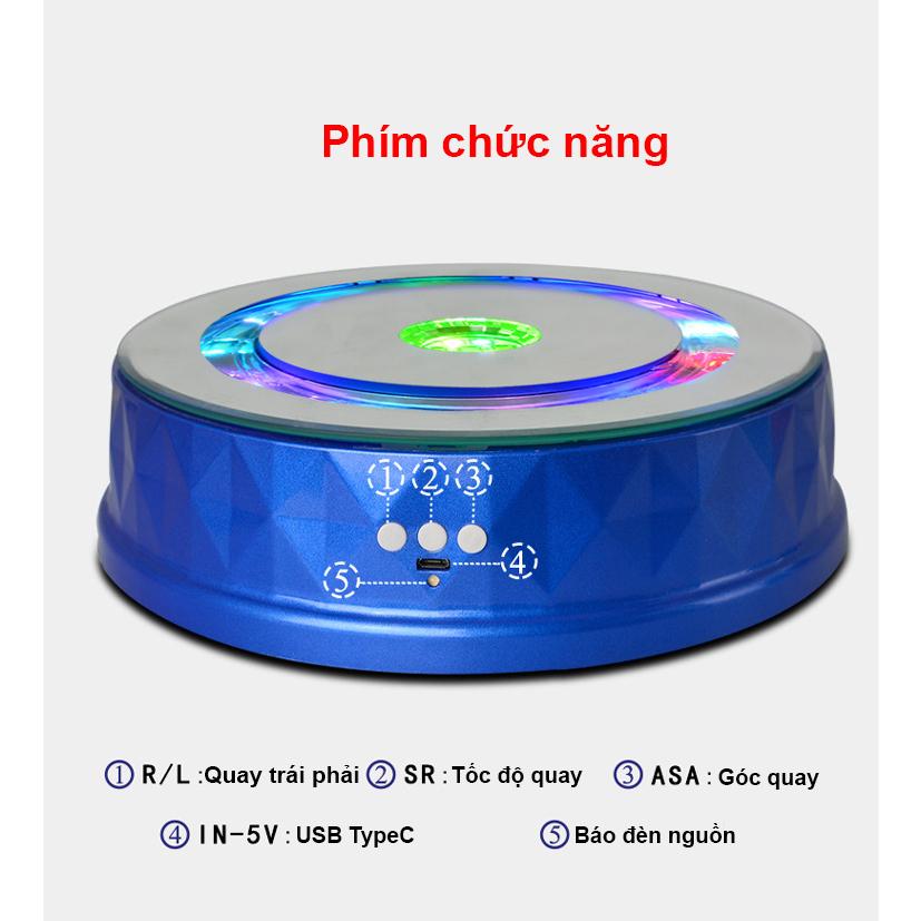 Bàn Xoay Sản Phẩm 360 Độ Phiên Bản Cao Cấp Có Đèn Led, Pin Sạc