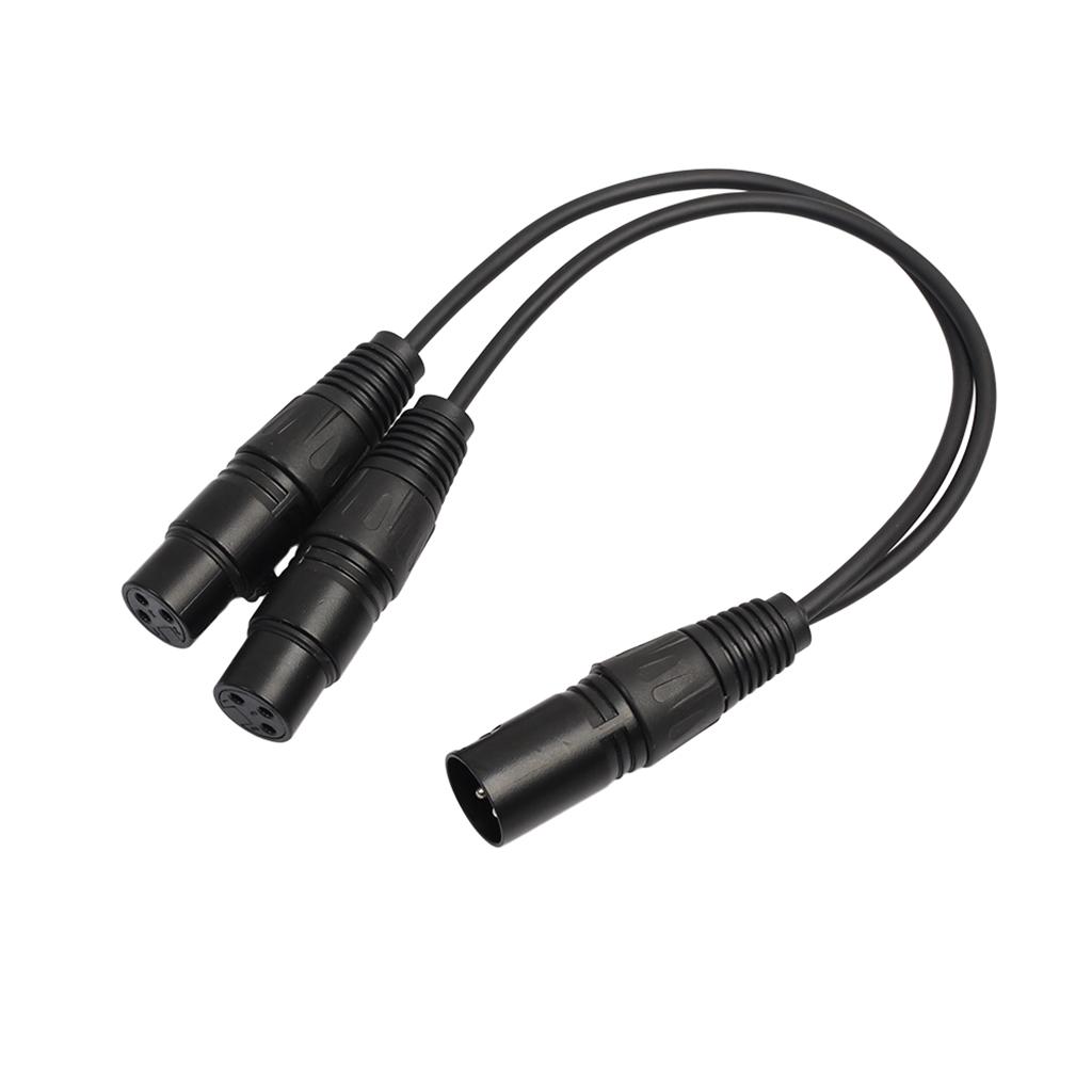 XLR Mic Audio Y-Splitter Cable Connector Male To 2 Female Adapter, Black
