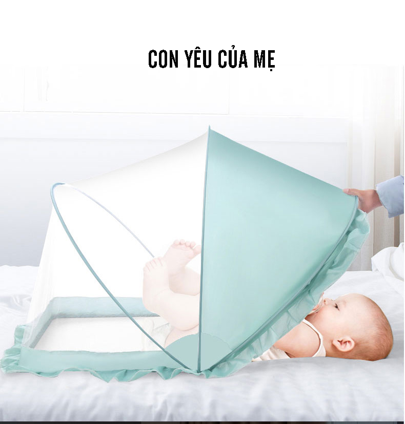 MÀN CHỤP GẤP GỌN CHO BÉ SƠ SINH, VẢI TUYN THOÁNG MÁT NGĂN MUỖI, CÔN TRÙNG – DH2011