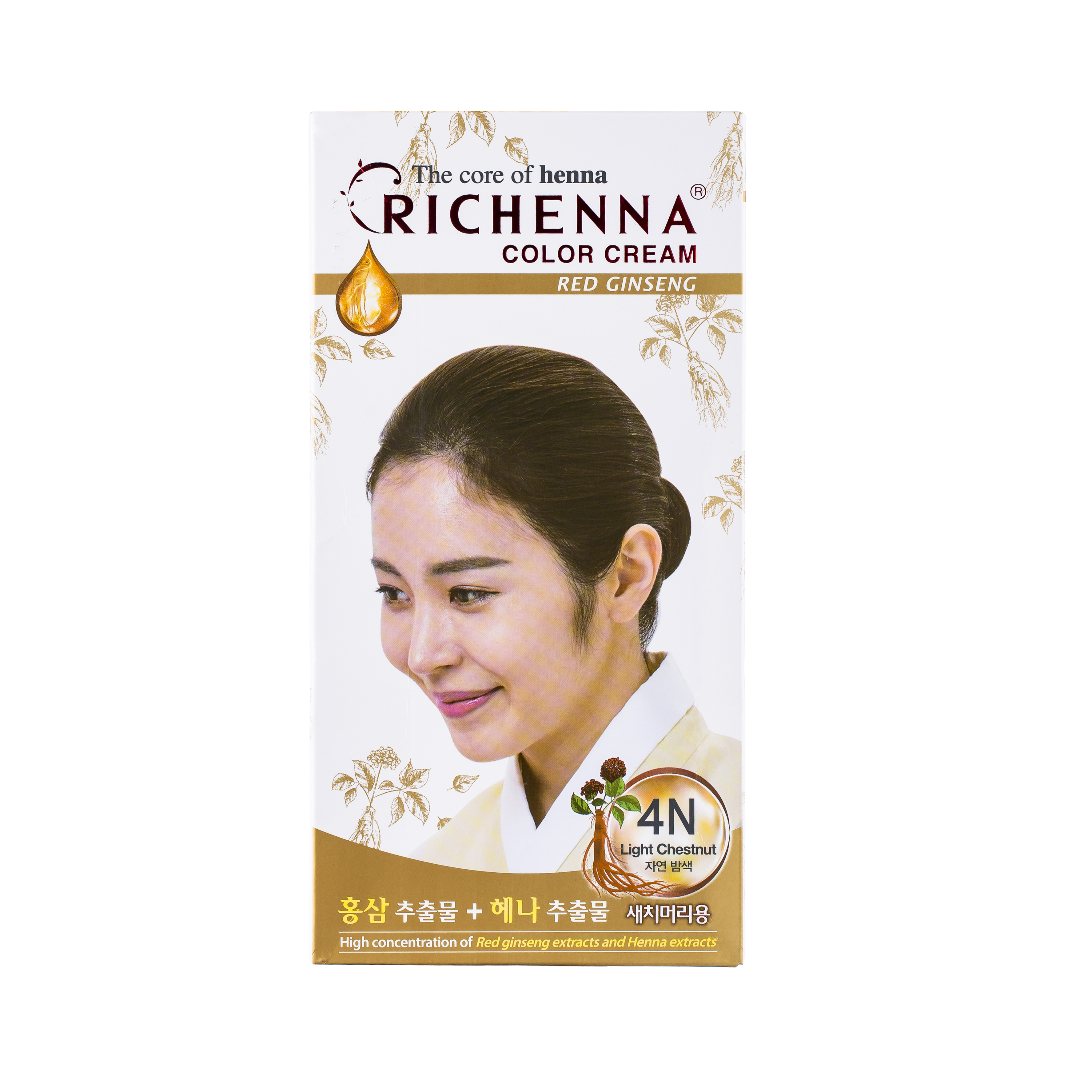 Thuốc nhuộm tóc phủ bạc thảo dược Richenna Hi-Speedy Color Hàn Quốc 60g màu nâu hạt dẻ sáng