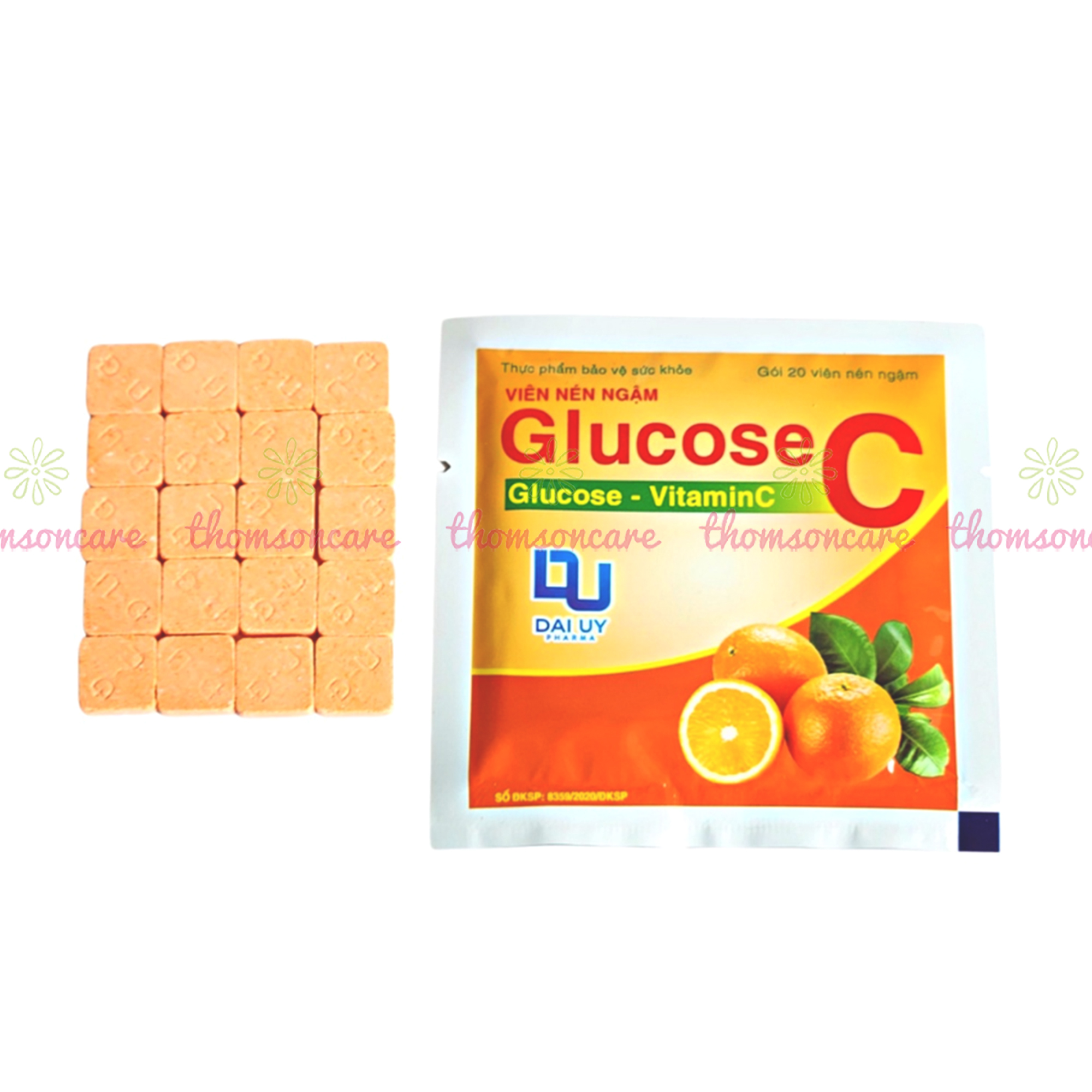 Viên ngậm Vitamin C GlucoseC dùng được cho bé từ 2 tuổi - Kẹo C ngừa chảy máu chân răng, tăng sức đề kháng hương vị thơm ngon , bổ sung Vitamin C cho cơ thể  - 20 viên