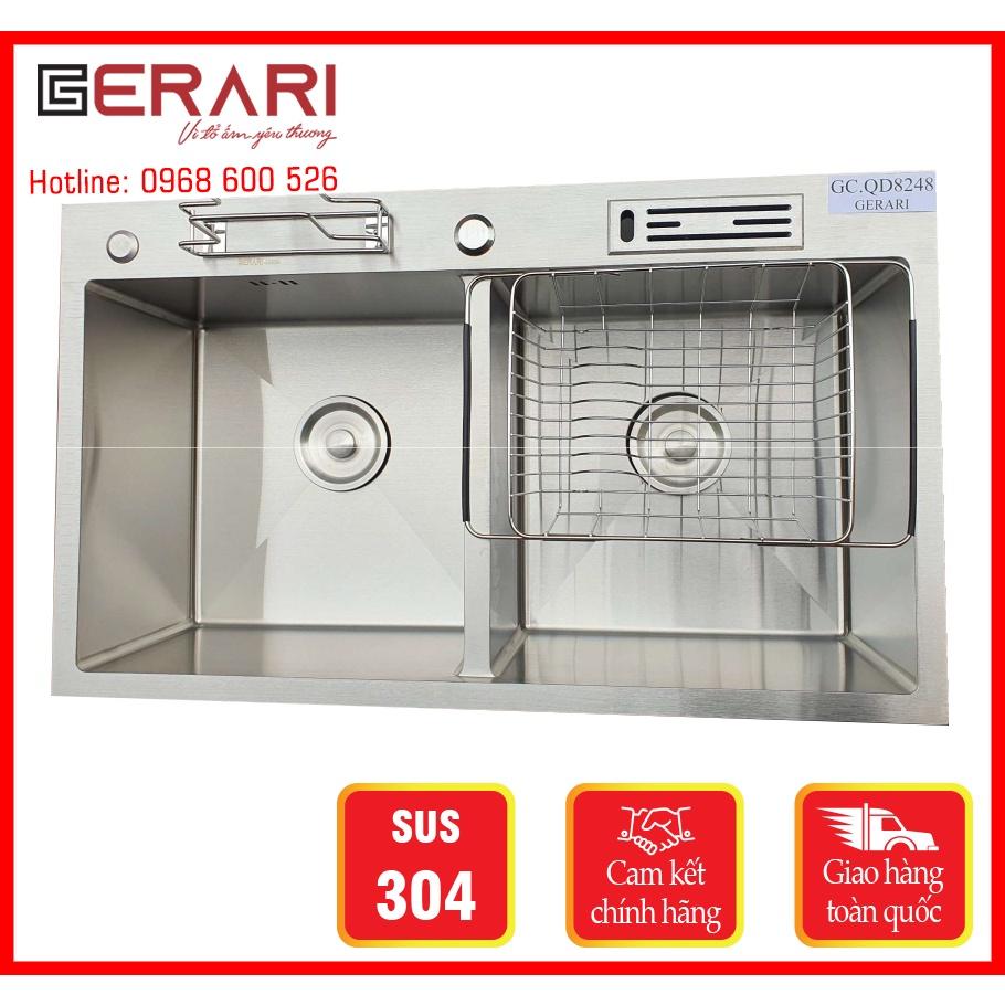 Chậu rửa 2 hố cân phụ kiện đi kèm chât liệu Inox 304 cao cấp mã GC.QD8248 thương hiệu GERARI