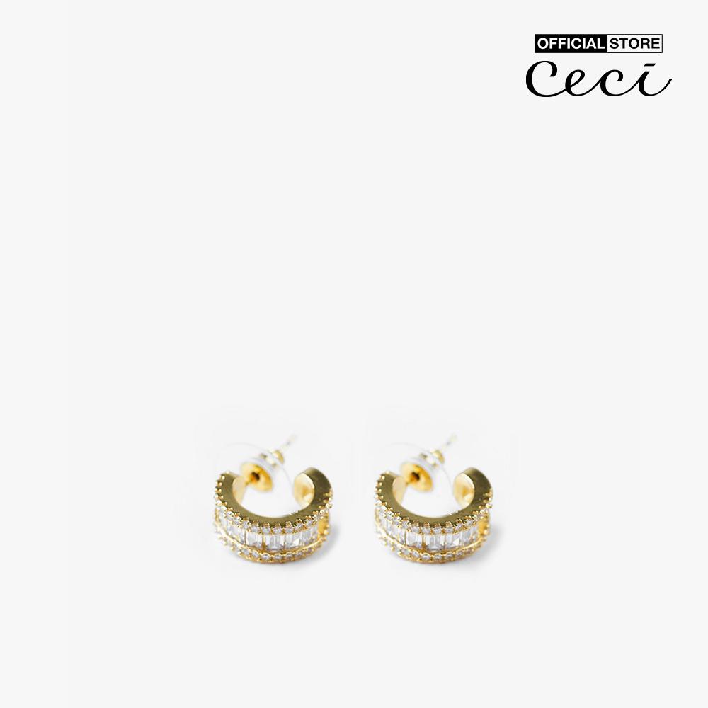 CECI - Khuyên tai nữ khoen tròn nhỏ đính đá CC1-07000162-03