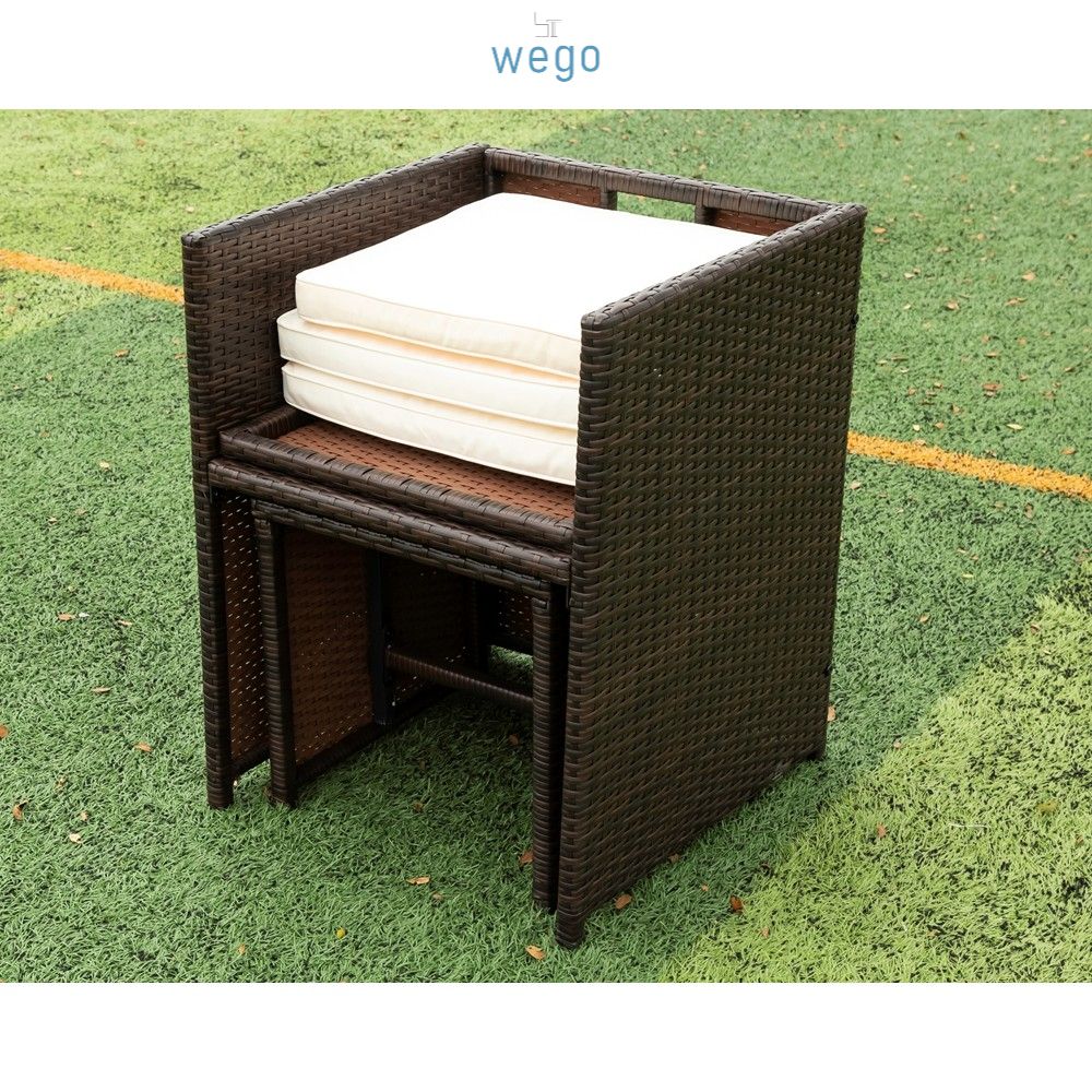 WEGO Bộ ghế mây/ Nội ngoại thất ngoài trời/ Sân vườn/ Bộ bàn ăn 8 chỗ// Rattan Wicker Set /Outdoor Furniture set/ Patio Garden Set - Cube 4+4 (8 seater)