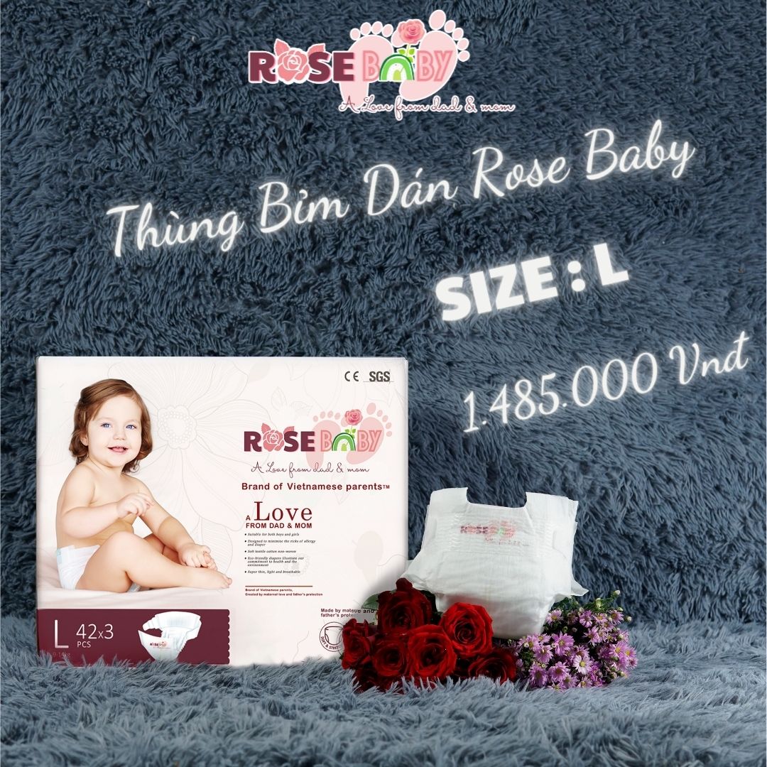 Thùng Bỉm Dán Rose Baby Size L48 (144 miếng)