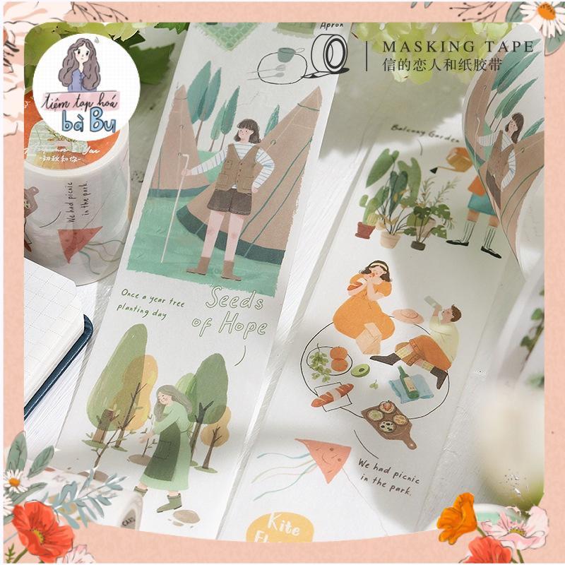 Một chu kì washi tape chủ đề cuộc sống thiếu nữ dễ thương dùng để trang trí 35cm