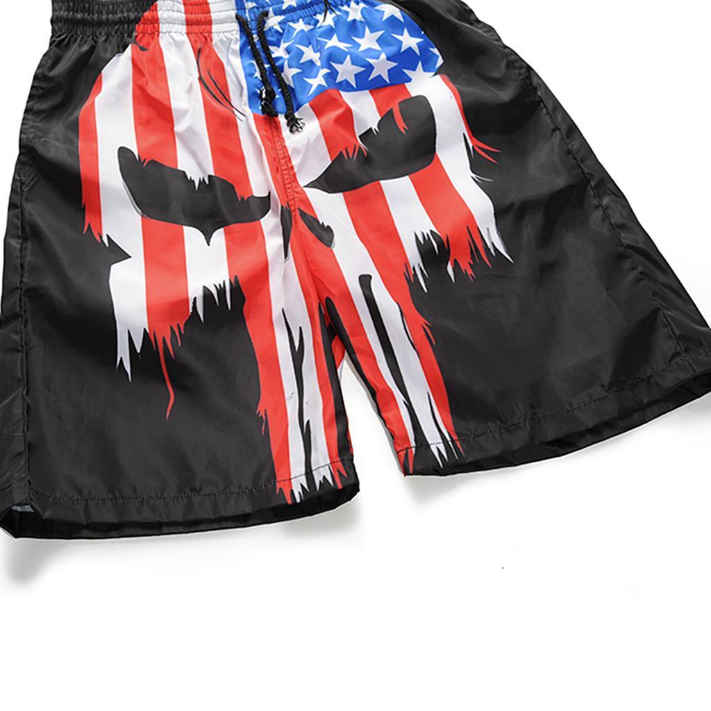 Men's American Flag Classic Fit Perfect Loose Shorts Quickly Dry Swim Trunks