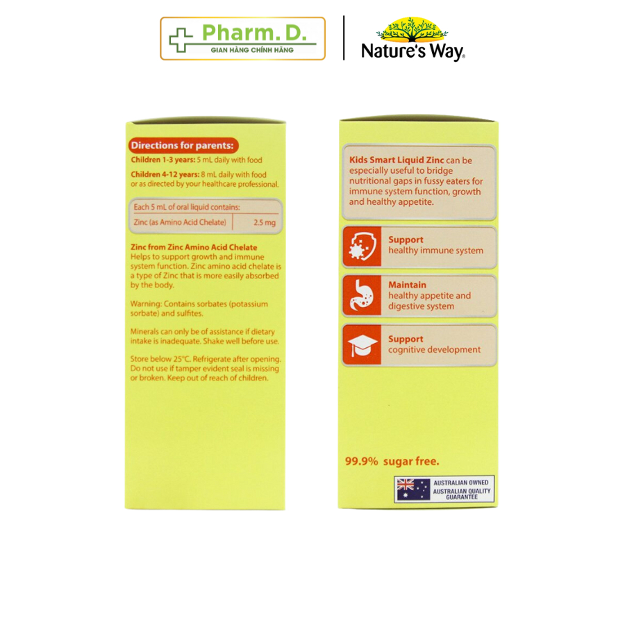 Siro Dinh Dưỡng NATURE'S WAY Kids Smart Liquid ZinC Bổ Sung Kẽm Và Dưỡng Chất Cho Trẻ Em