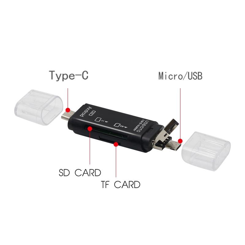 Đầu đọc thẻ OTG 5 trong 1 tốc độ cao USB 2.0 tiện dụng