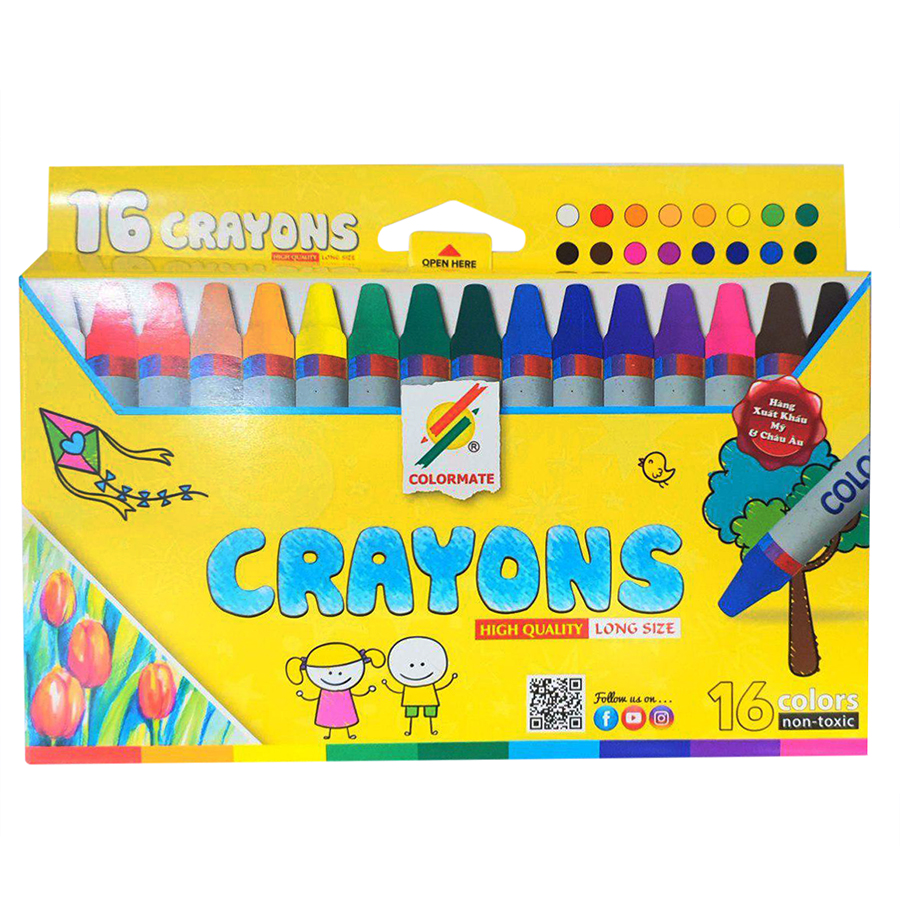 Bút Sáp Màu 16 Cây Hộp Giấy Colormate - CRAYONS-16P