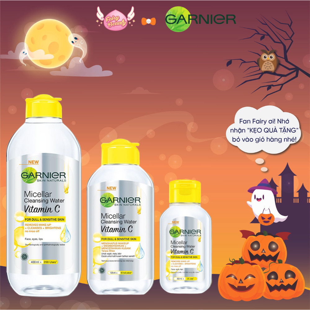 [GARNIER] Nước Tẩy Trang Vitamin C Làm Sạch Sâu Và Trắng Sáng Cho Làn Da  Micellar Water 400/125/50ml