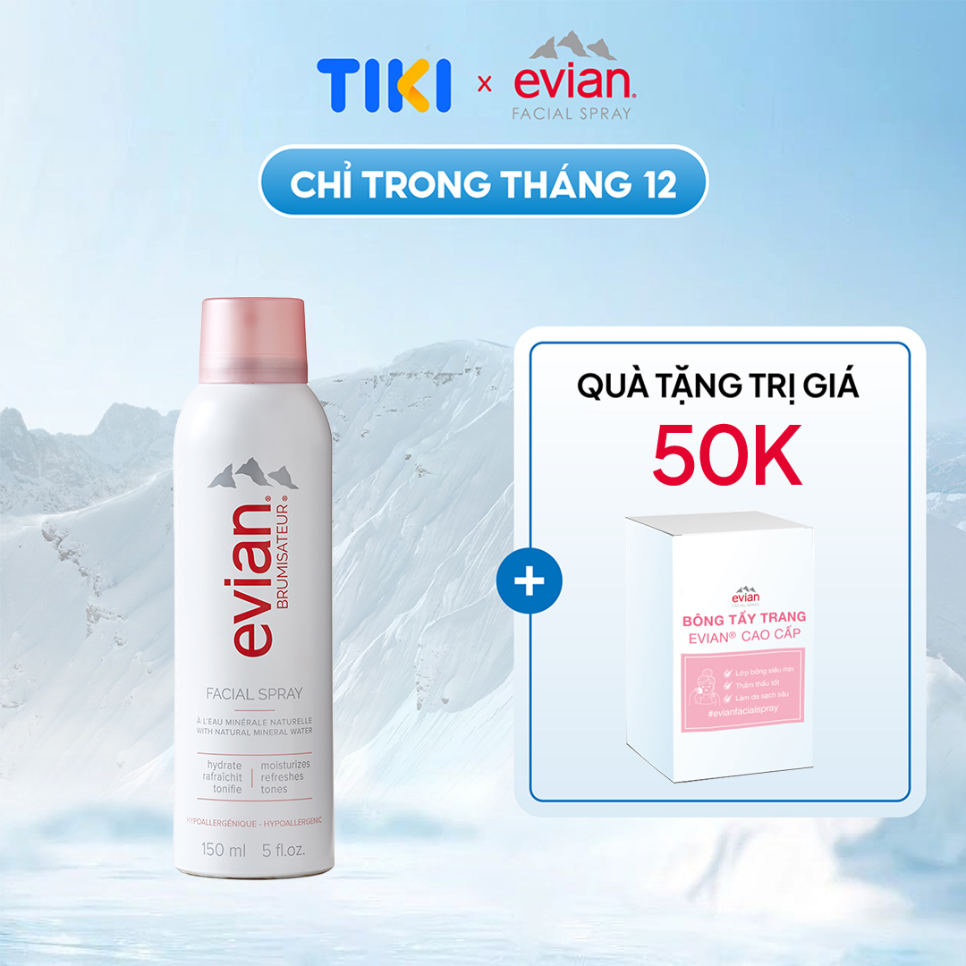 Xịt Khoáng Cấp Ẩm Và Làm Dịu Da Evian Brumisateur 150Ml