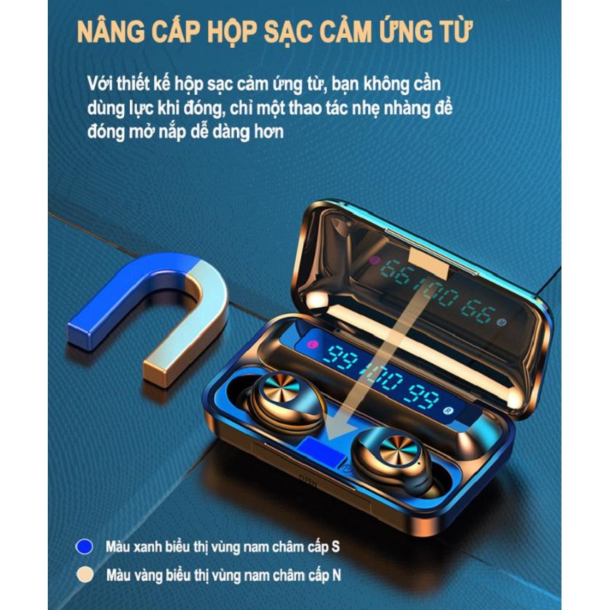 Tai nghe bluetooth không dây F9-10 cảm ứng có mic đàm thoại chống nước