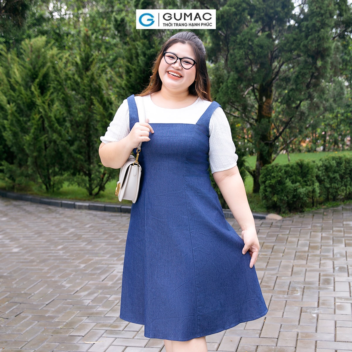 [Có size đến 85kg] Đầm A bigsize cổ vuông thời trang GUMAC DD10035