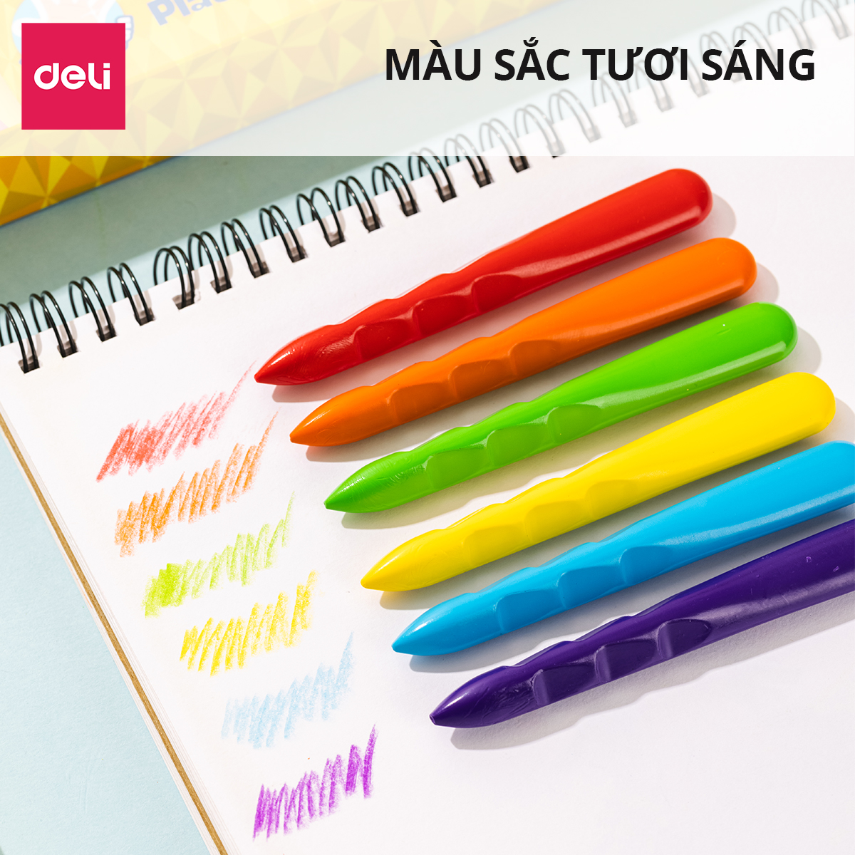 Bút Sáp Màu Bọt Biển Hữu Cơ Định Vị Deli- 2/24 Màu Tươi Ít Vụn An Toàn Không Bẩn Tay Tô Màu Vẽ Tranh