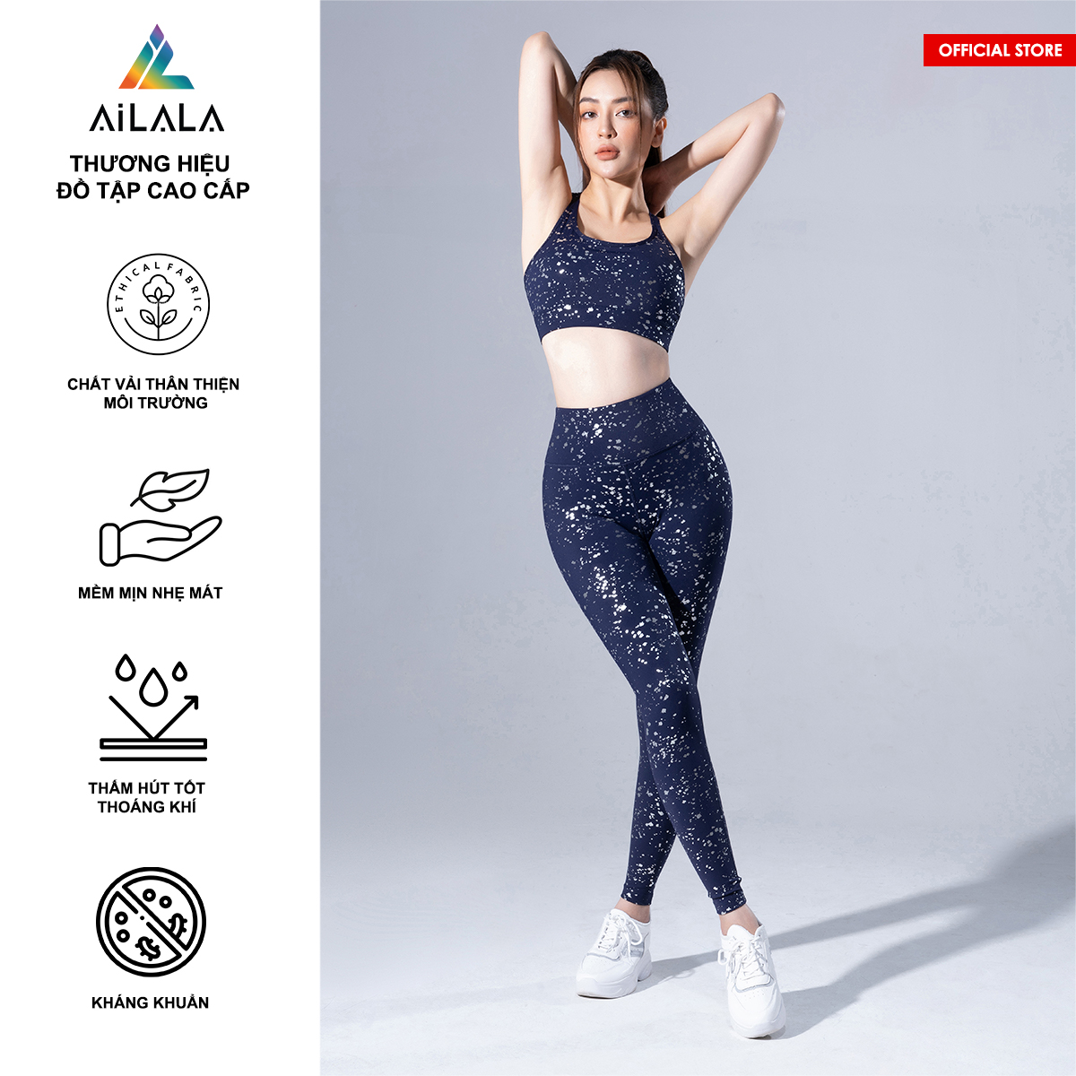 Bộ quần áo thể thao nữ AiLALA LUX39, Đồ tập Yoga Gym Pilates, chất vải Hi-tech cao cấp