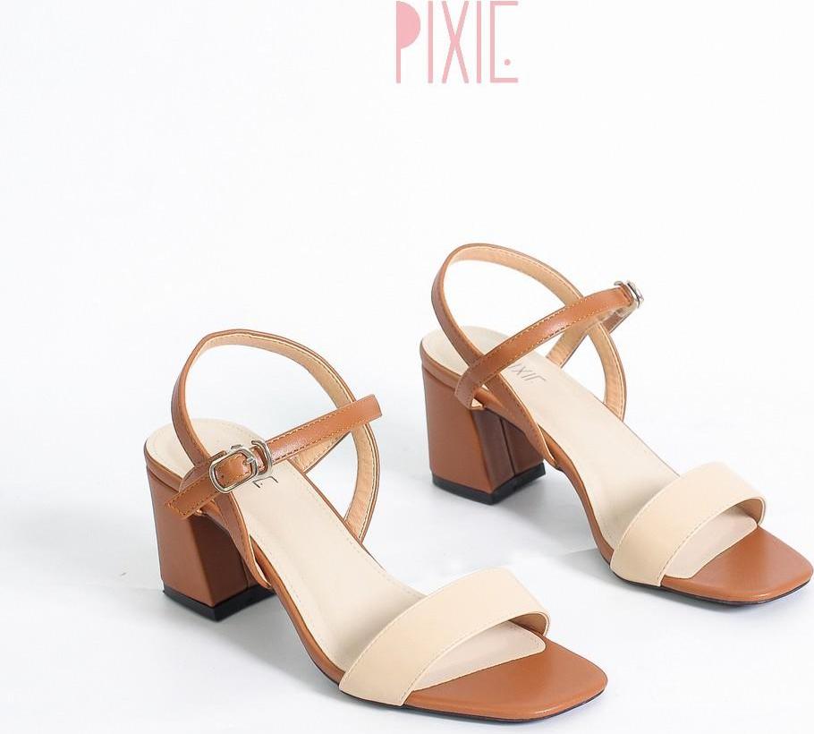 Giày Sandal Cao Gót 6cm Đế Vuông Mix Nhiều Màu Màu Đen Pixie X467