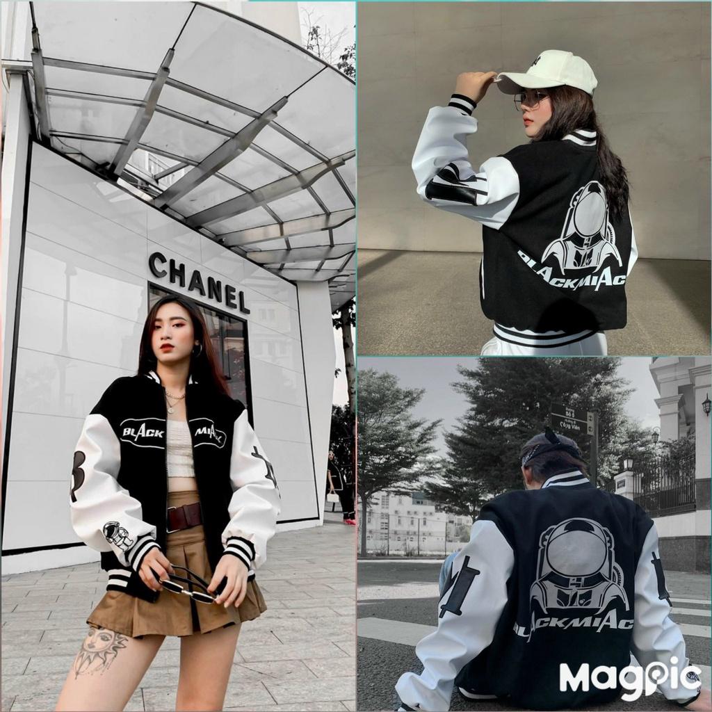 Áo khoác bomber unisex Áo bomber bóng chày ulzzang BLACK A Siêu chất