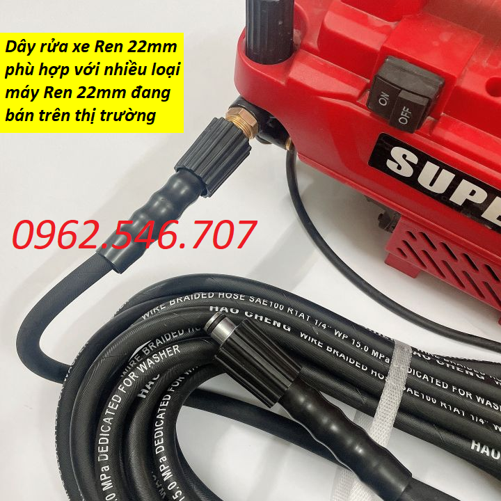 Bộ 10m,15m,20m dây rửa xe Lõi Thép và súng xịt rửa xe dài (bộ như hình) - Súng rửa xe áp lực cao, dây xịt rửa xe áp lực cao