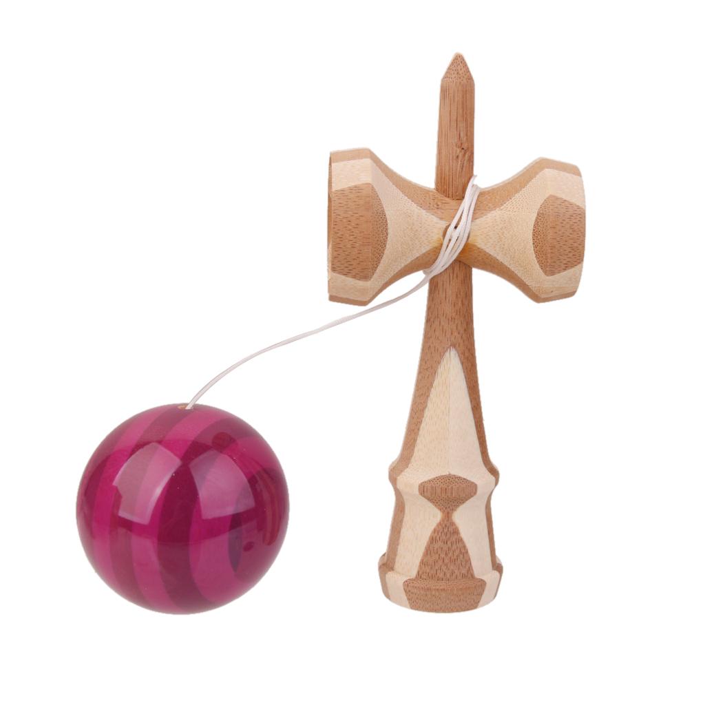 Kendama Japanese Ball Bamboo Tossing Catching Skill Game Toys Blue & Purple